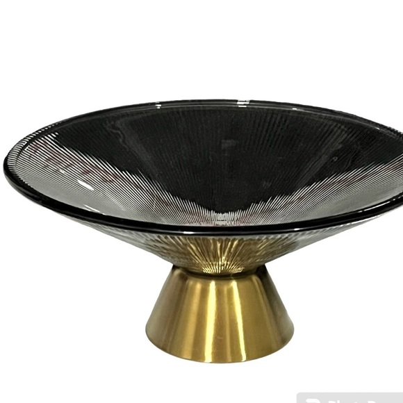 Crofton Centerpiece Bowl Smoked Gray Glass - Picture 5 of 8